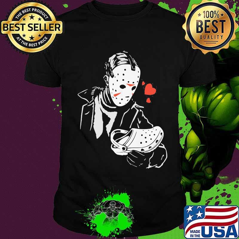 Halloween jason voorhees love crocs hearts shirt