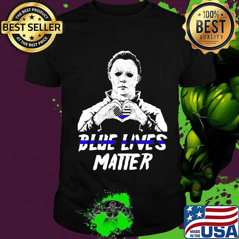 Halloween michael myers blue lives matter american flag independence day shirt Halloween michael myers blue lives matter american flag independence day shirt