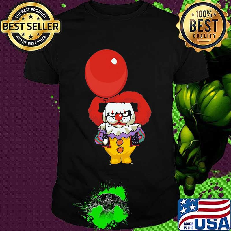 Halloween panda pennywise holding red balloon shirt