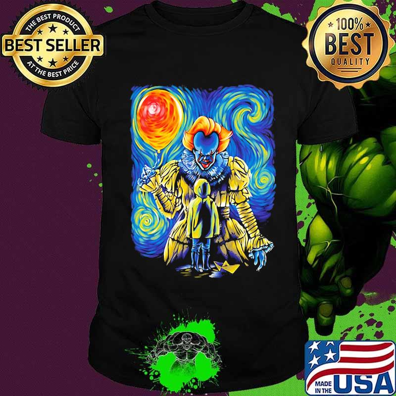 Halloween pennywise holding balloon starry night shirt