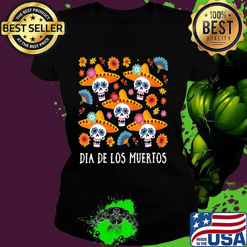 Halloween sugar skull dia de los muertos flowers s Ladies tee Halloween sugar skull dia de los muertos flowers s Ladies tee