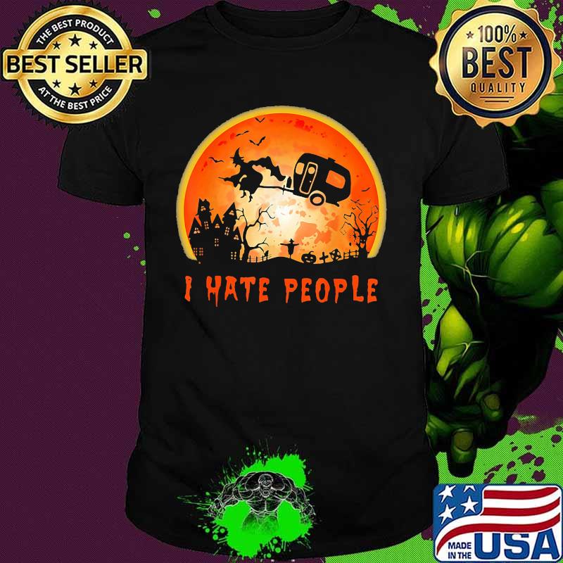 Halloween witch i hate people moon shirt
