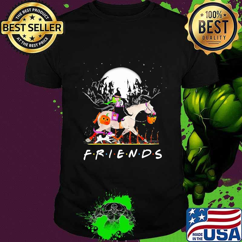 Halloween witch riding horse moon friends shirt
