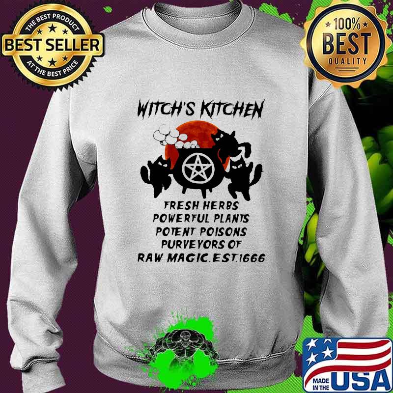 Halloween witch's kitchen fresh herbs powerful plants potent poisons purveyors of raw magic est 1666 sunset s Sweater Halloween witch's kitchen fresh herbs powerful plants potent poisons purveyors of raw magic est 1666 sunset s Sweater
