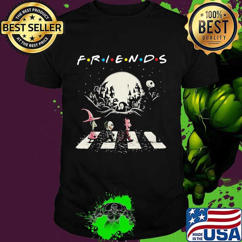 Happy halloween nightmare characters crossing the line friends shirt