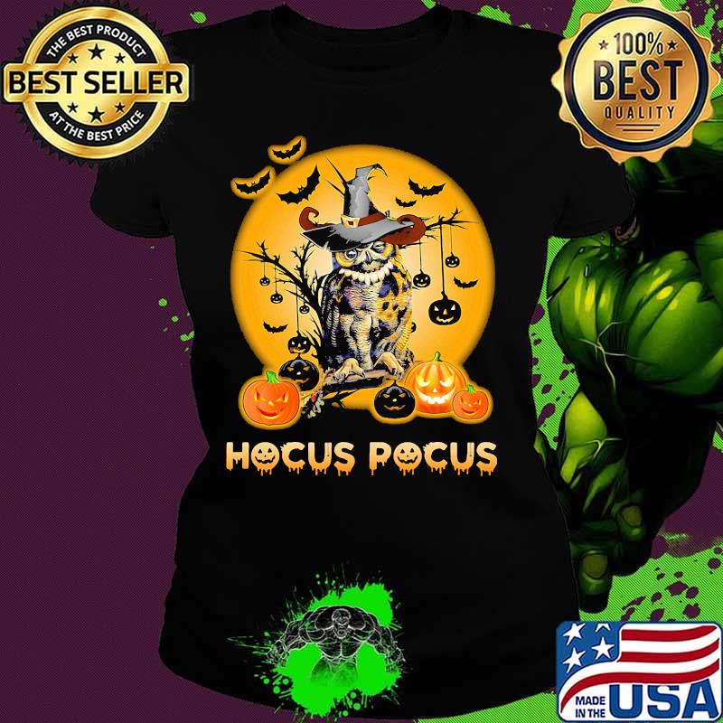 Happy halloween owl witch hocus pocus pumpkin s Ladies tee Happy halloween owl witch hocus pocus pumpkin s Ladies tee