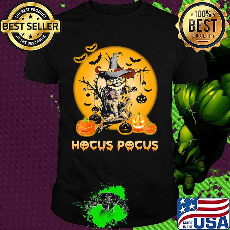 Happy halloween owl witch hocus pocus pumpkin shirt