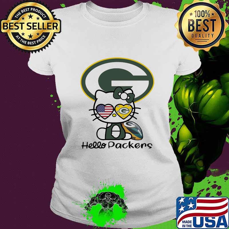 Hello kitty green bay packers football logo s Ladies tee Hello kitty green bay packers football logo s Ladies tee