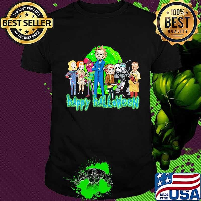 Horror characters rick and morty happy halloween shirt
