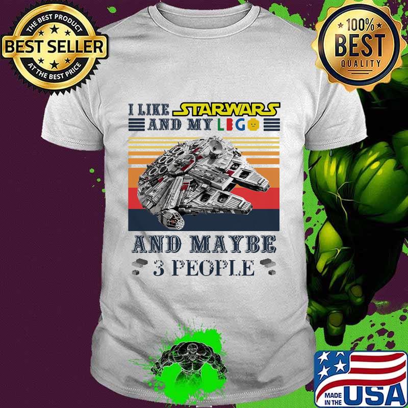 I like star wars and my lego and maybe 3 people vintage retro shirt