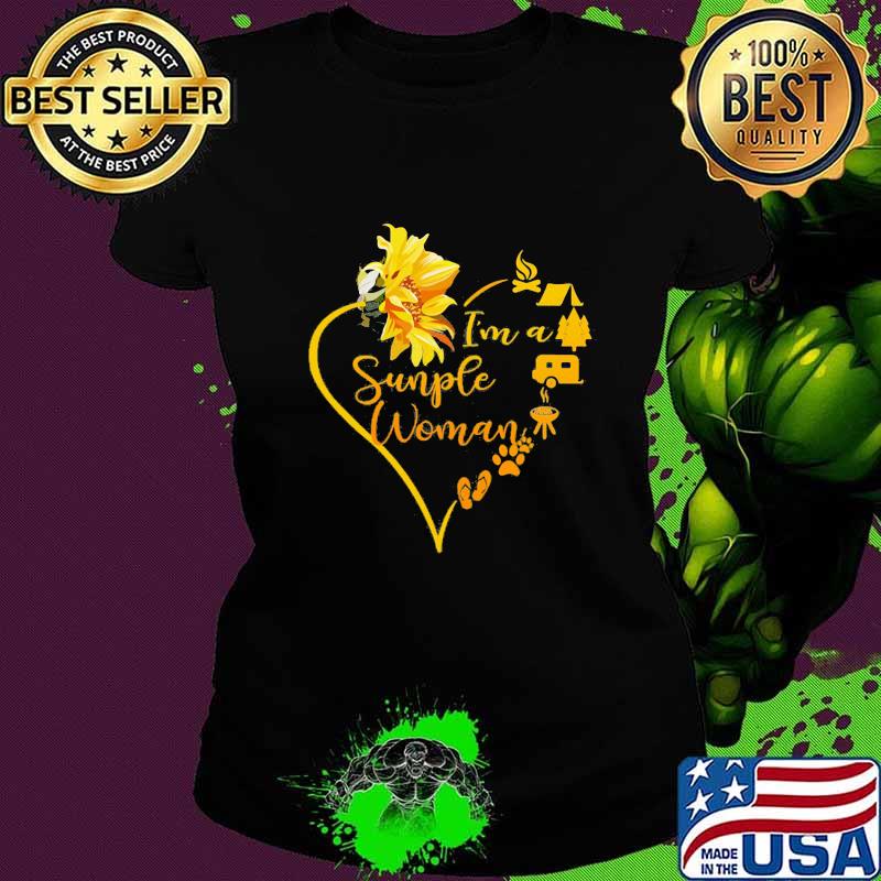 I'm a simple woman love camping sunflower heart s Ladies tee I'm a simple woman love camping sunflower heart s Ladies tee