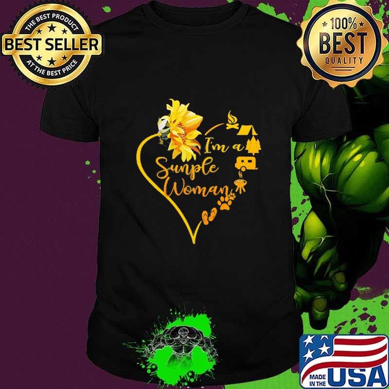 I'm a simple woman love camping sunflower heart shirt