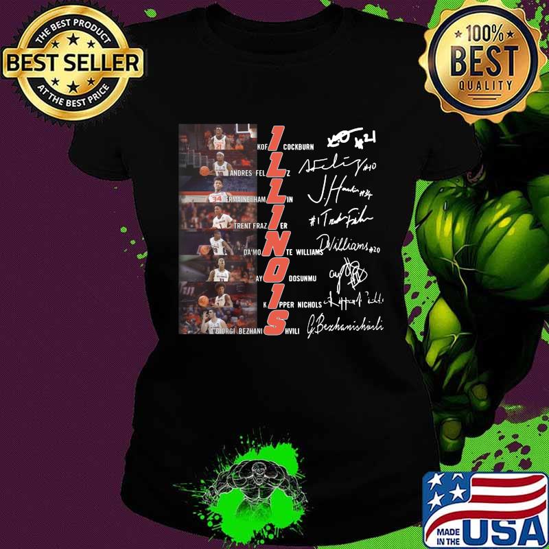 Illinois fighting illini men's basketball players signatures s Ladies tee Illinois fighting illini men's basketball players signatures s Ladies tee