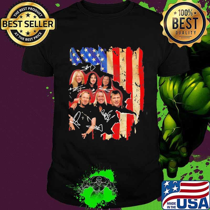 Iron maiden band members signature american flag independence day shirt