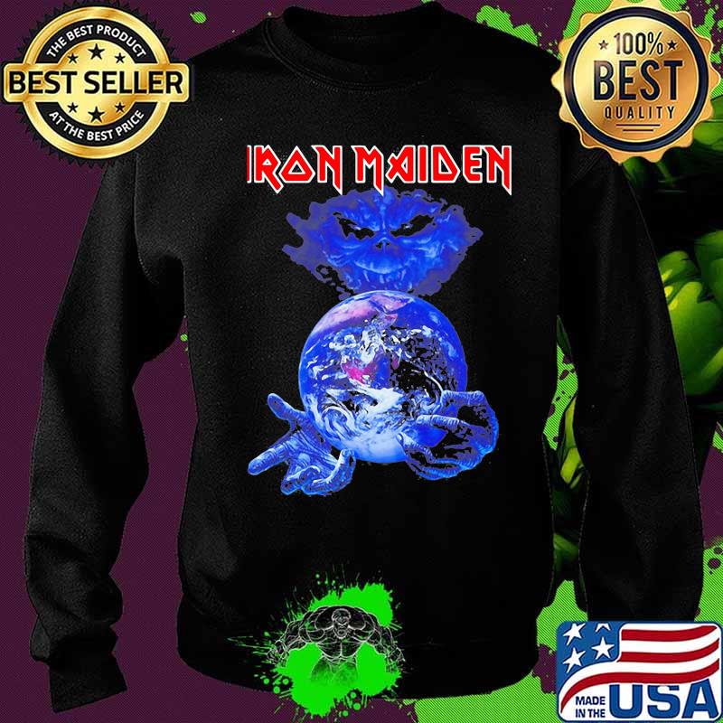 Iron maiden band skeleton holding earth s Sweater Iron maiden band skeleton holding earth s Sweater