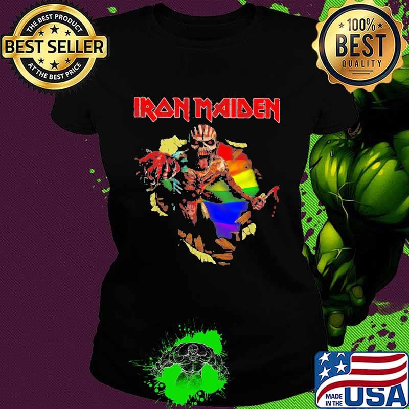 Iron maiden band skeleton lgbt flag s Ladies tee Iron maiden band skeleton lgbt flag s Ladies tee
