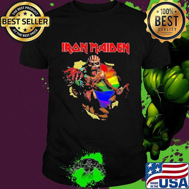 Iron maiden band skeleton lgbt flag shirt