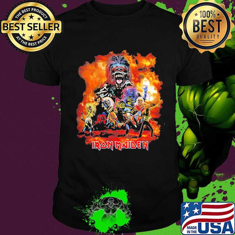 Iron maiden band skeleton member british flag shirt