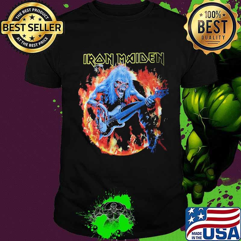 Iron maiden satan playing guitar fire shirt