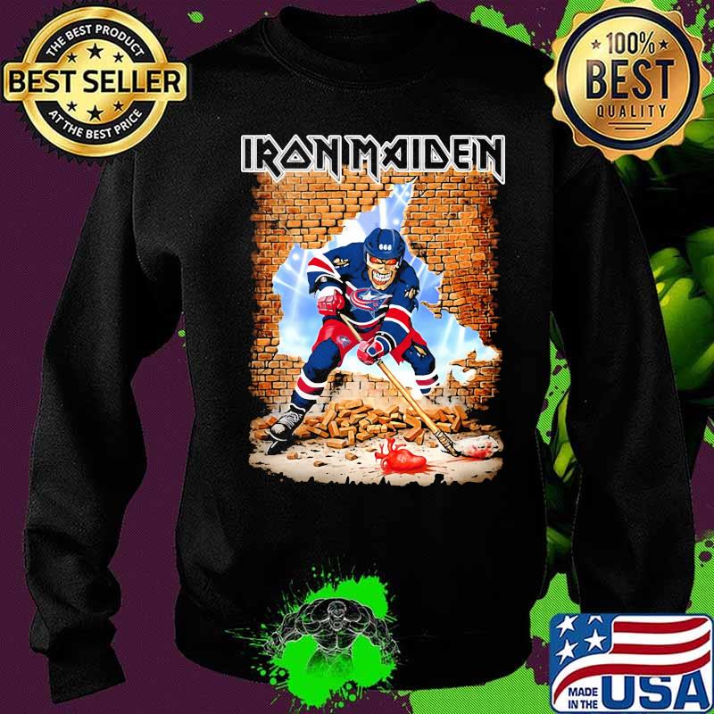 Iron maiden skeleton columbus blue jackets player hockey snow s Sweater Iron maiden skeleton columbus blue jackets player hockey snow s Sweater