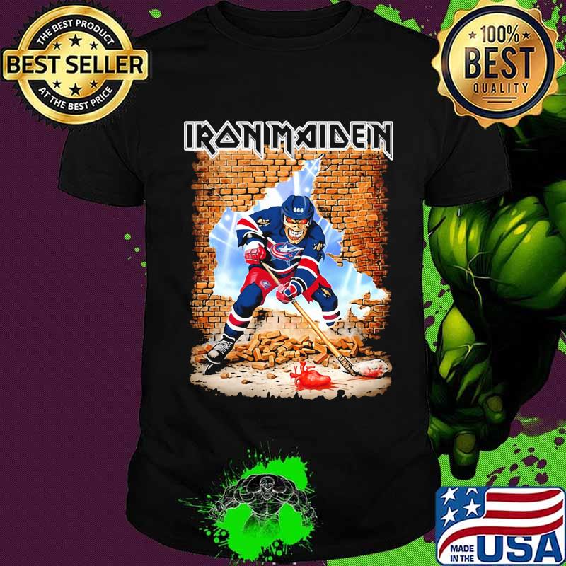 Iron maiden skeleton columbus blue jackets player hockey snow shirt Iron maiden skeleton columbus blue jackets player hockey snow shirt