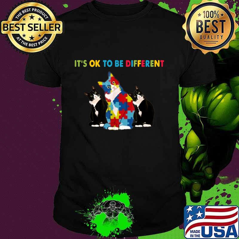 IT'S OK TO BE DIFFERENT CAT AUTISM SHIRT
