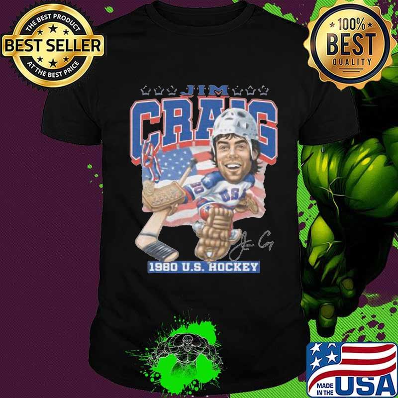 Jim craig 1980 us hockey american flag signature shirt Jim craig 1980 us hockey american flag signature shirt