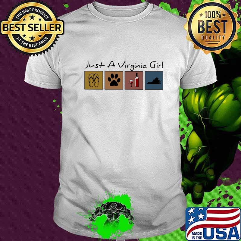 Just a Virginia girl Flip flop Dog Wine Virginia Map shirt