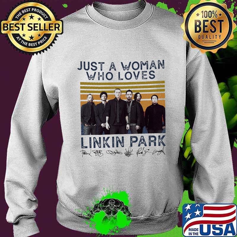 Just a woman who loves linkin park signatures vintage retro s Sweater Just a woman who loves linkin park signatures vintage retro s Sweater