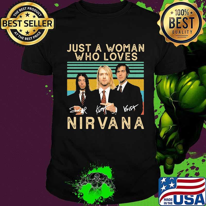 Just a woman who loves nirvana signatures vintage retro shirt