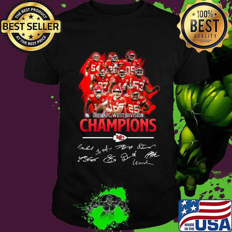 Kansas city chiefs 2019 afc west division champions signatures shirt