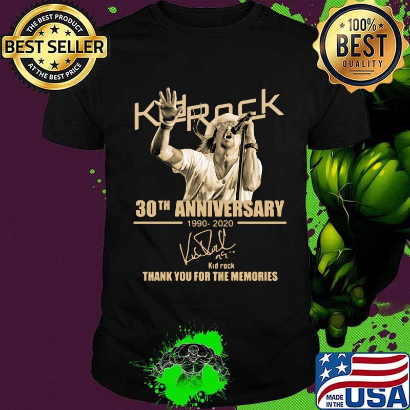 Kid rock 30th anniversary 1990 2020 thank you for the memories signatures shirt