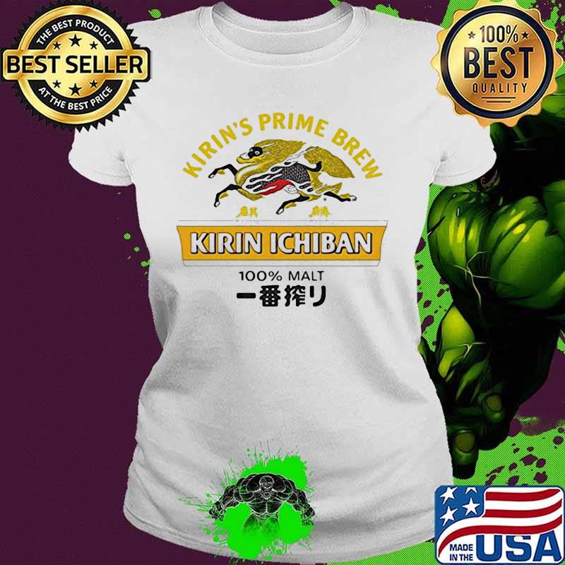Kirin's prime brew kirin ichiban 100% malt s Ladies tee Kirin's prime brew kirin ichiban 100% malt s Ladies tee