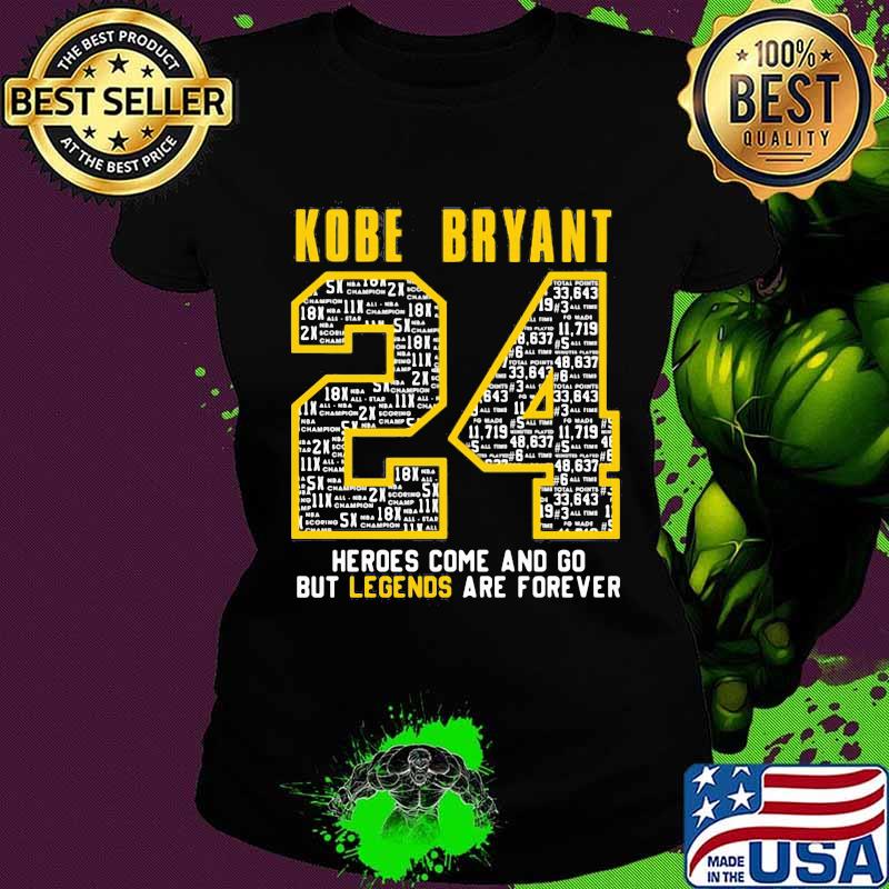 Kobe bryant 24 heroes come and go but legends are forever s Ladies tee Kobe bryant 24 heroes come and go but legends are forever s Ladies tee