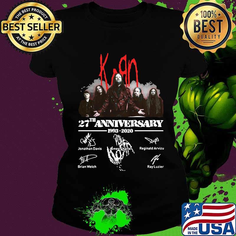 Korn band 24th anniversary 1993 2002 signatures s Ladies tee Korn band 24th anniversary 1993 2002 signatures s Ladies tee