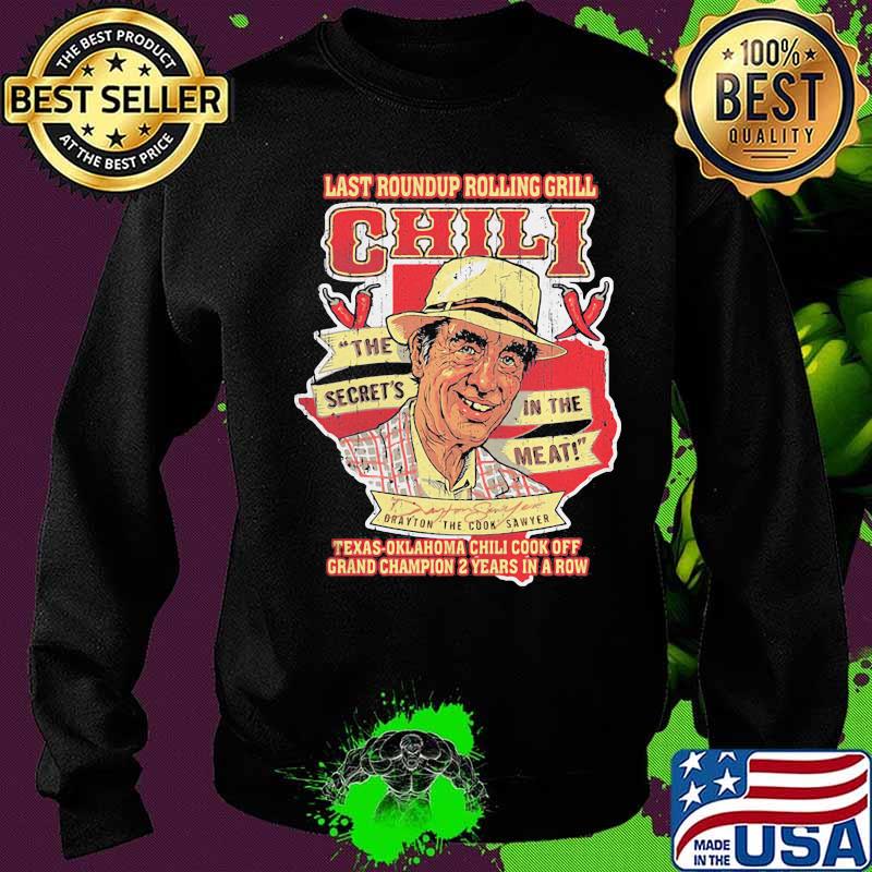 Last roundup rolling grill chili the secrets in the meat texas oklahoma chili cook off grand champion 2 years in a row s Sweater Last roundup rolling grill chili the secrets in the meat texas oklahoma chili cook off grand champion 2 years in a row s Sweater