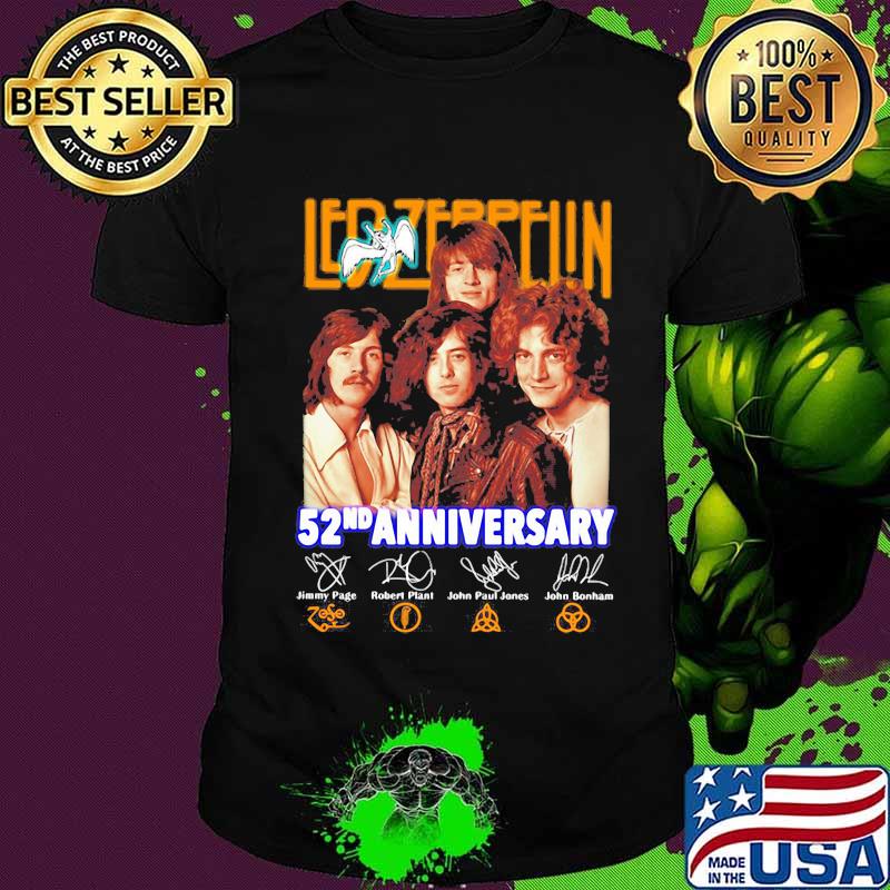 Led zeppelin band 52nd anniversary members signatures shirt