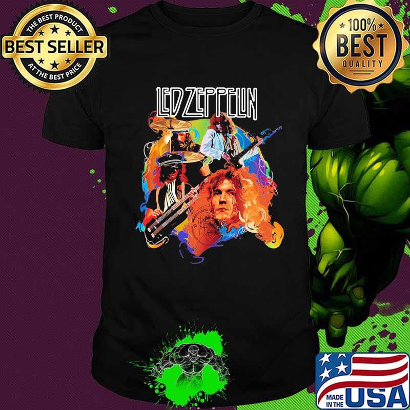 Led zeppelin band members playing musical instrument shirt