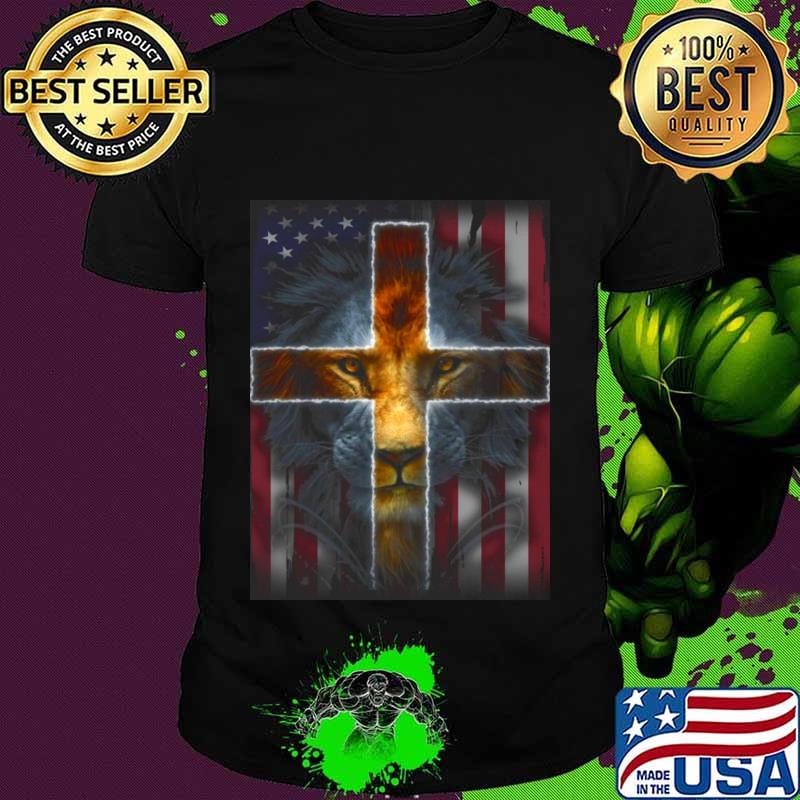 Lion king jesus american flag independence day shirt