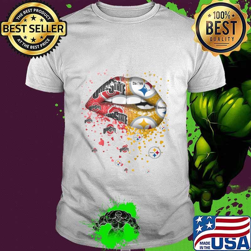 Lips ohio state buckeyes and pittsburgh steeler shirt