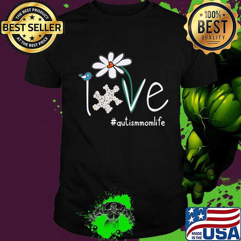 Love autism mom life bird flowers shirt