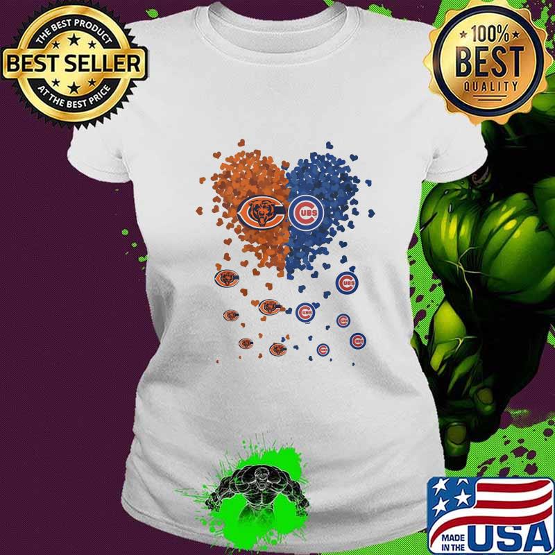 Love chicago bears and chicago cubs hearts s Ladies tee Love chicago bears and chicago cubs hearts s Ladies tee