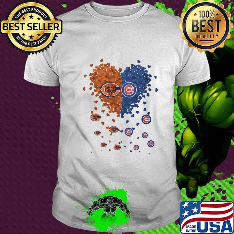 Love chicago bears and chicago cubs hearts shirt