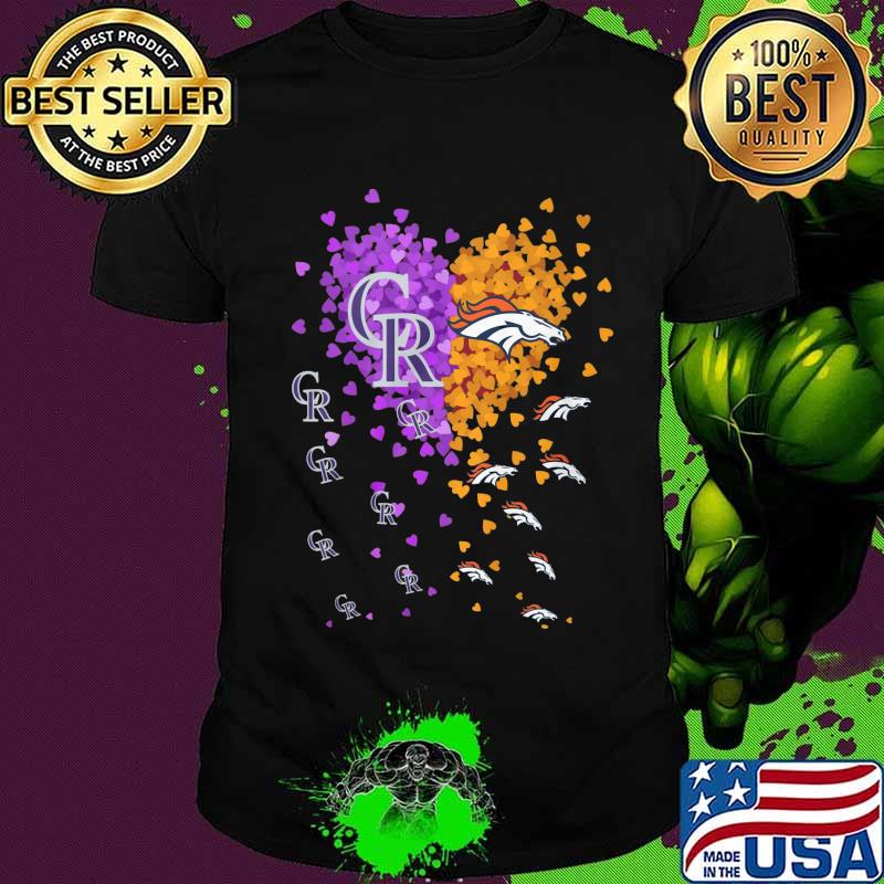 Love colorado rockies and denver broncos hearts shirt