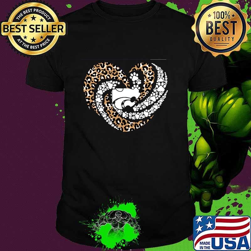 Love kansas state university leopard paw heart shirt
