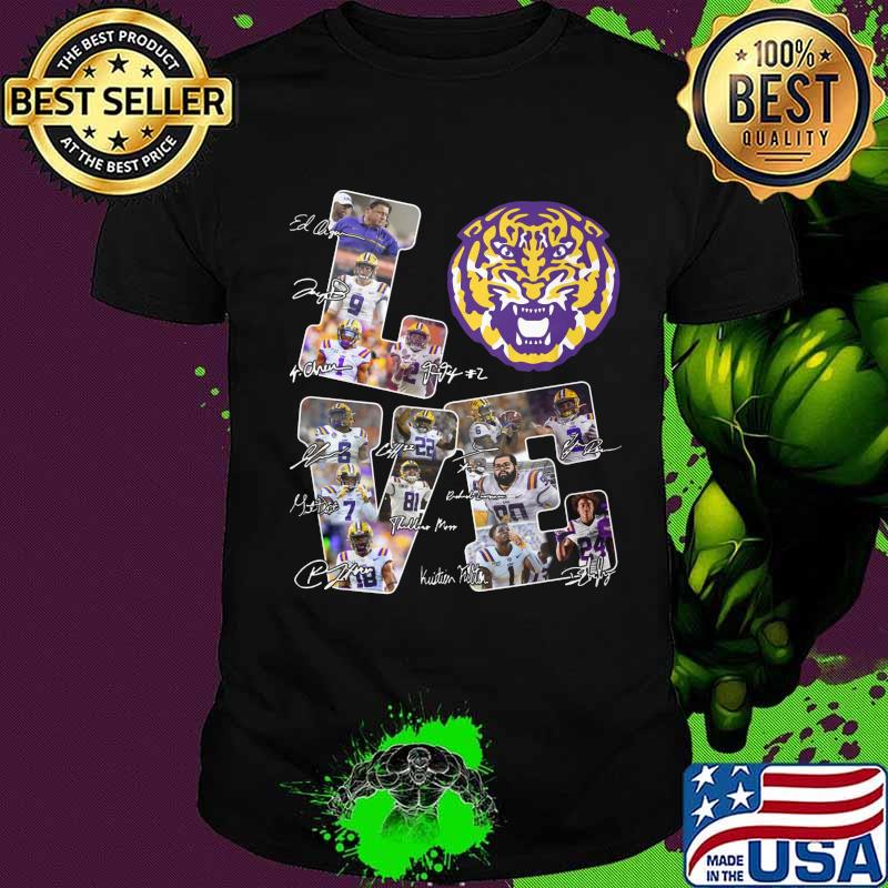 Love lsu tigers football players signatures shirt