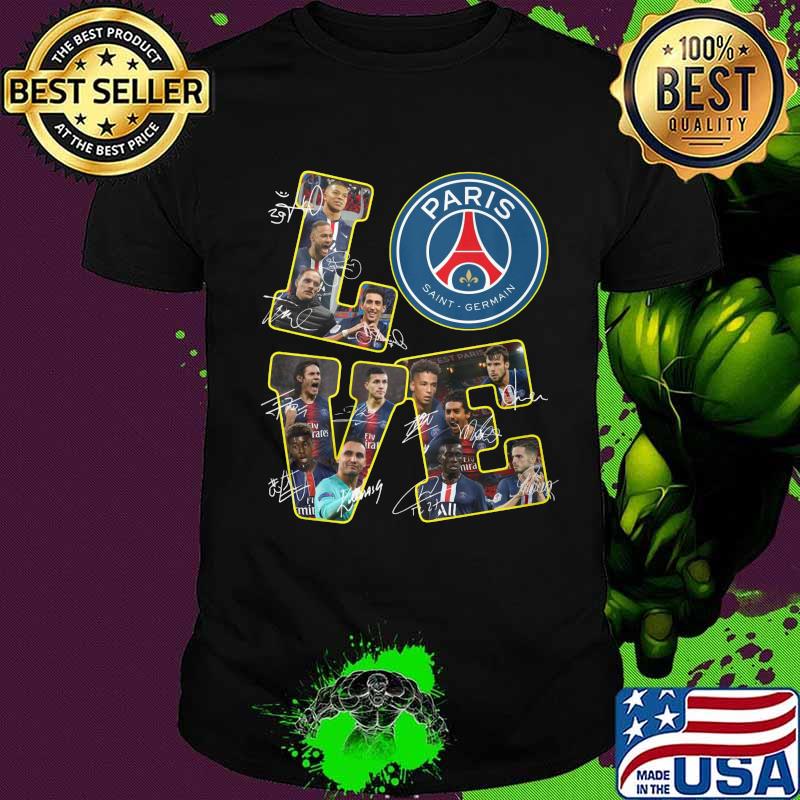 Love paris saint germain soccers signatures shirt