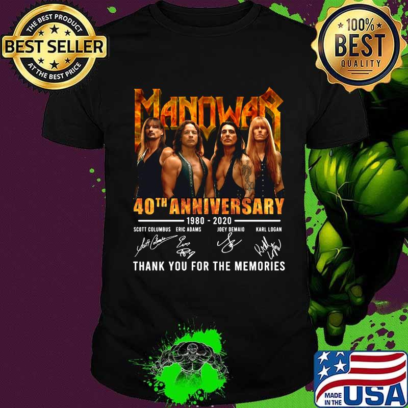 Manowar 40th anniversary 1980 2020 thank you for the memories signatures shirt