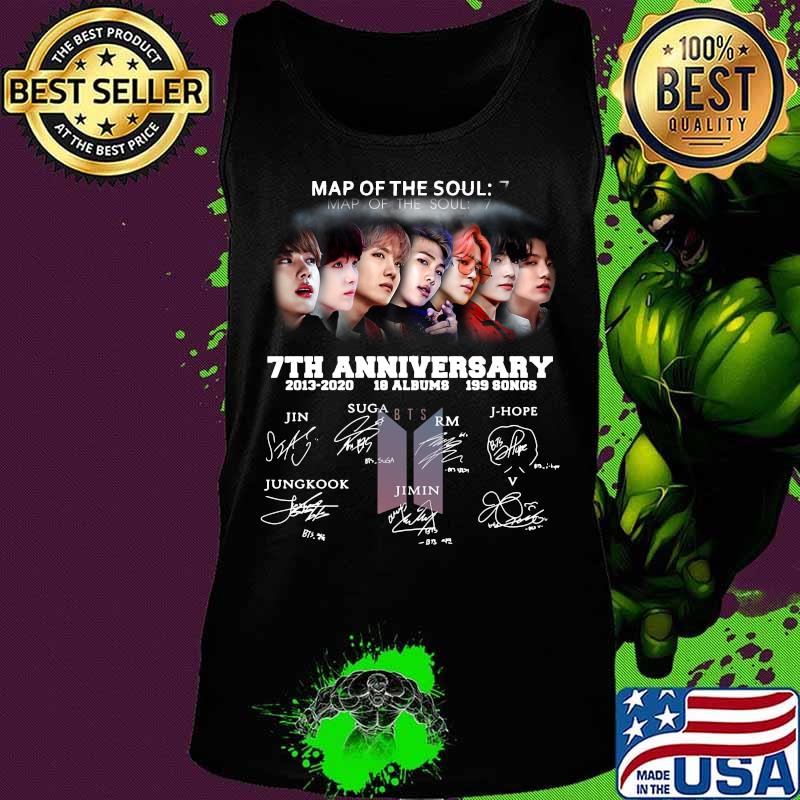 Map of the soul 7th anniversary 2013 2020 18 albums 199 songs signatures s Tank top Map of the soul 7th anniversary 2013 2020 18 albums 199 songs signatures s Tank top