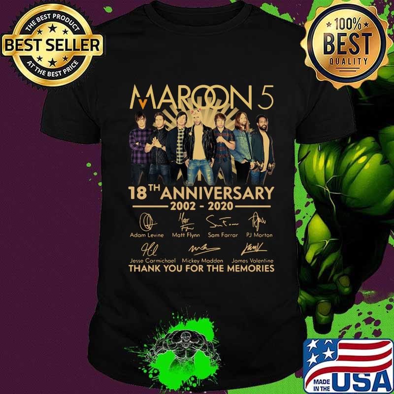 Maroon 5 18th anniversary 2002 2020 thank you for the memories signatures shirt
